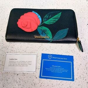 Vera Bradley Georgia Leather Wallet Havana Rose NWOT